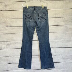 7 For All Mankind Womens Flared Jeans Size 28 Embroidered Pocket Western Rodeo‎